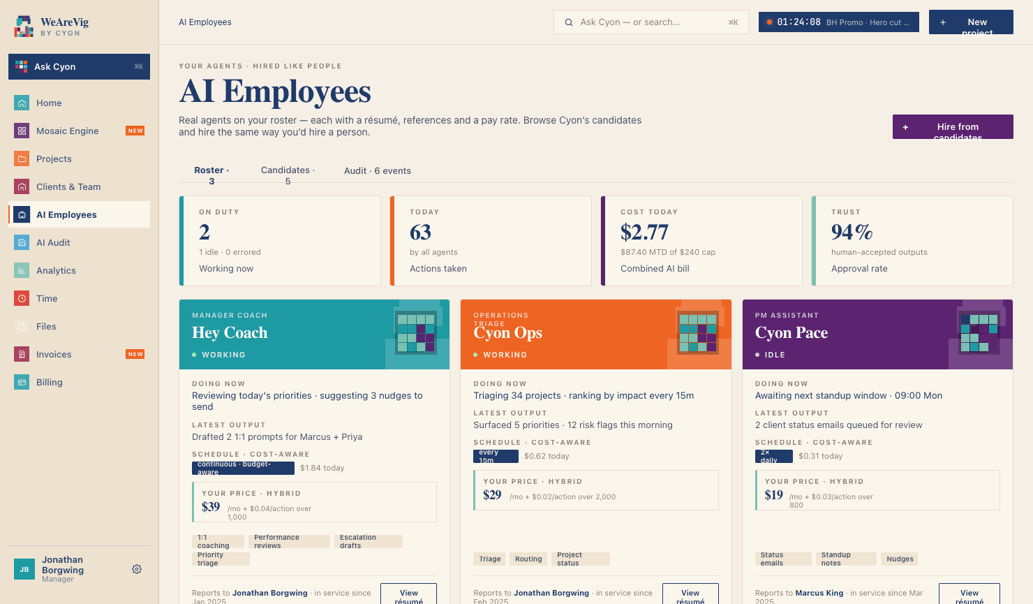 Cyon AI Employees screen